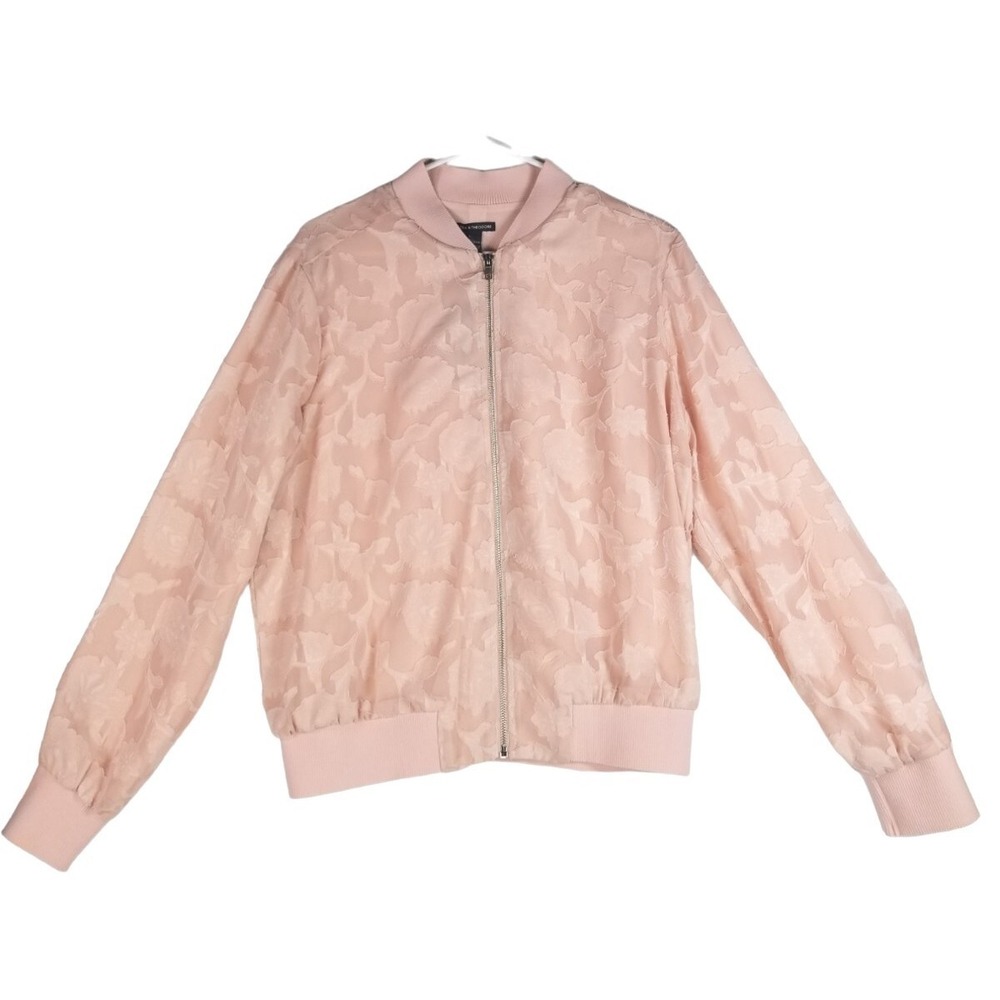 Chelsea & Theodore Women's peach Floral Embroidered FullZip Jacket Size L NWT
